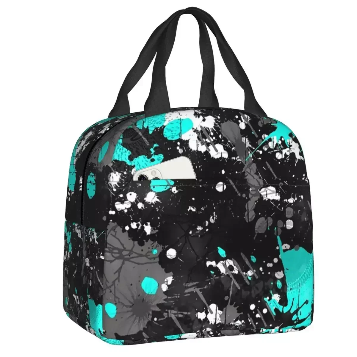 

2024 New Custom Splatter Galaxy Digital Art Lunch Bag Women Cooler Thermal Insulated Lunch Boxes For Adult Office