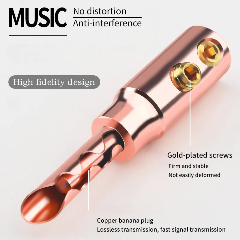 Cobre Vermelho Speaker Cabo Banana Plug hi fi Adaptador de Áudio Banhado a Prata Solderless Tooth Speaker Connector - Image 5