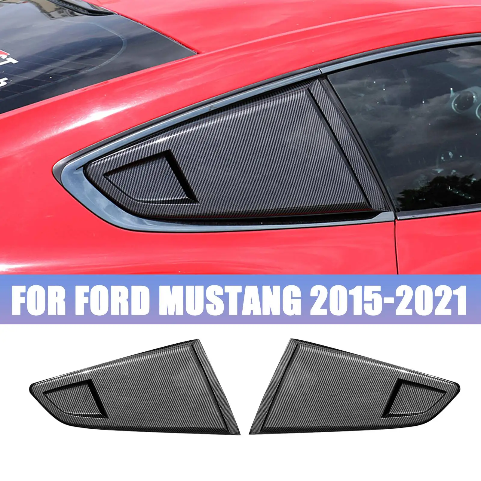 

Carbon Fiber Side Window Louver Shutter Cover For Ford Mustang 2015-2021