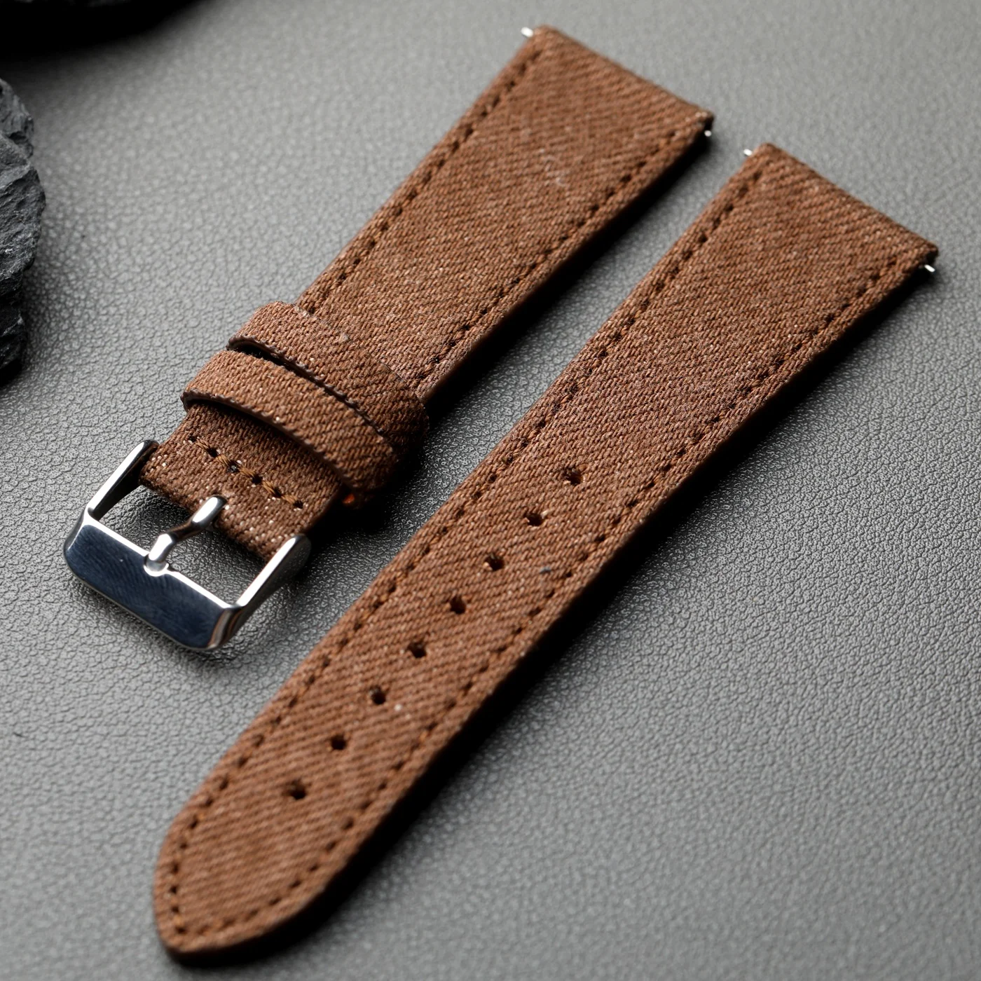 Premium Handmade Okayama Denim Leather Strap - Ultra-Thin Quick Release in Black, Brown, Blue