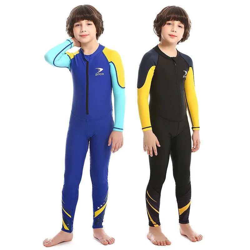 One Pieces Swimsuit Rash Guard Swimwear Long Sleeve Sunsuit for Kids Sun UV Protection