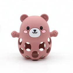 Silicone Bear - Shaped Teething and Sensory Toy (Dark Pink)