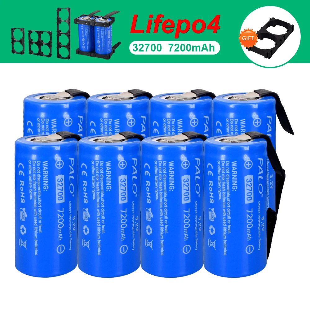 

PALO 3.2V 32700 LiFePO4 Battery 7200mAh 35A Continuous Discharge Maximum 55A High power Battery 32700 DIY Battery +Nickel Sheets