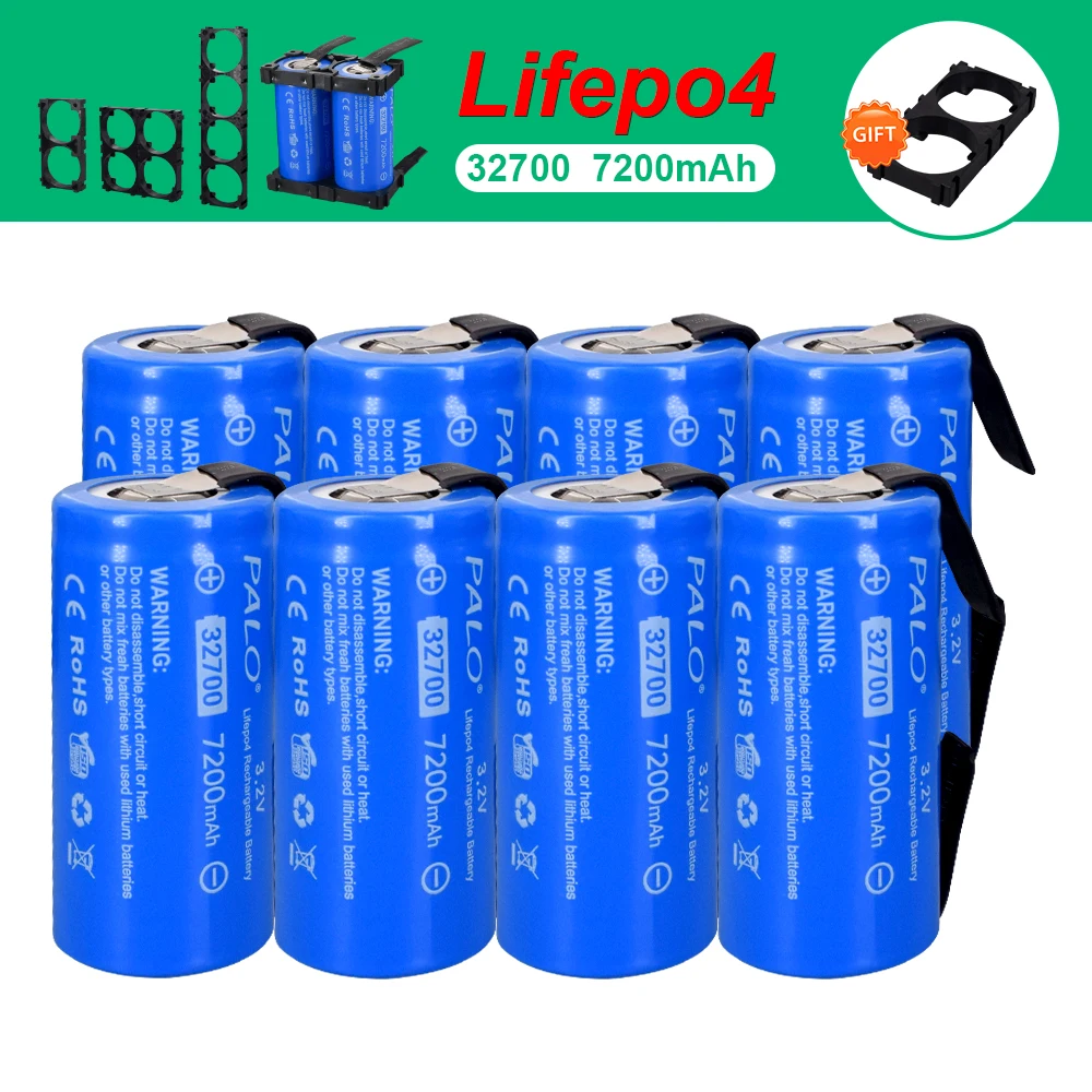 

PALO 3,2 V 32700 LiFePO4 батарея 7200mAh 35A непрерывная разрядка Максимальная 55A батарея высокой мощности 32700 DIY батарея + никелевые листы