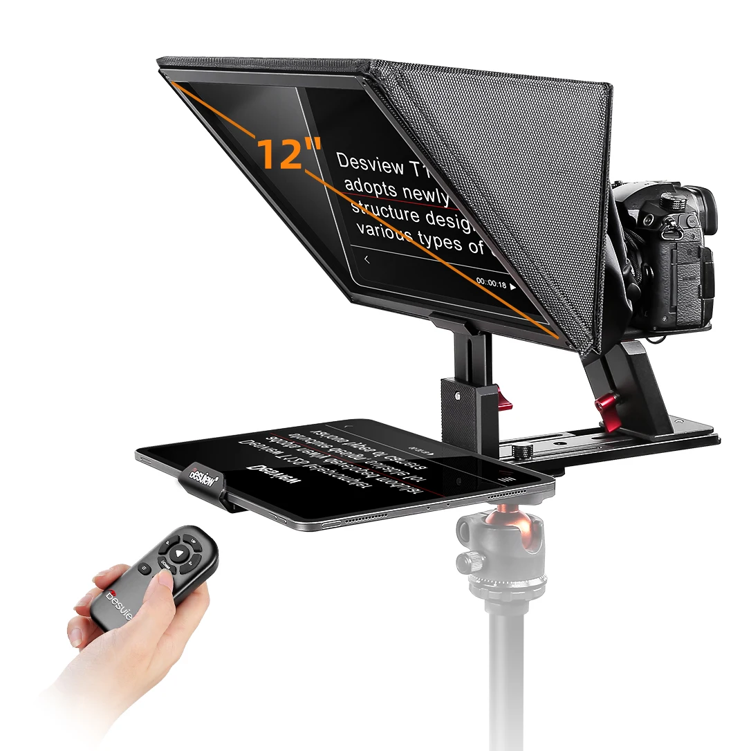 

Desview T12S Teleprompter 12.9 inch Display Glass Metal Teleprompter for Phone iPad DSLR Easy Assemble Carry Aluminum Alloy Case