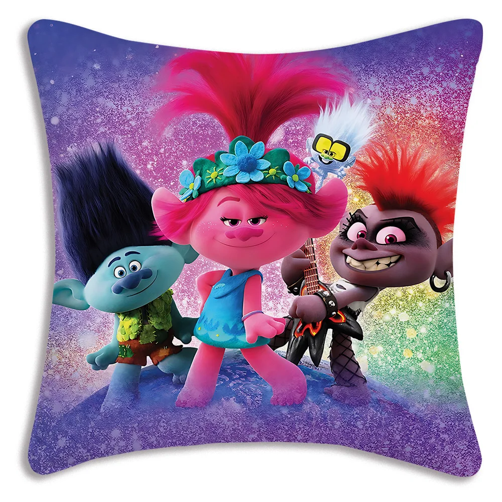 Trolls Cartoon Pillow Covers Cartoon Sofa Decorative Home Double-sided Printing Short Plush Cute Cushion Cover 6