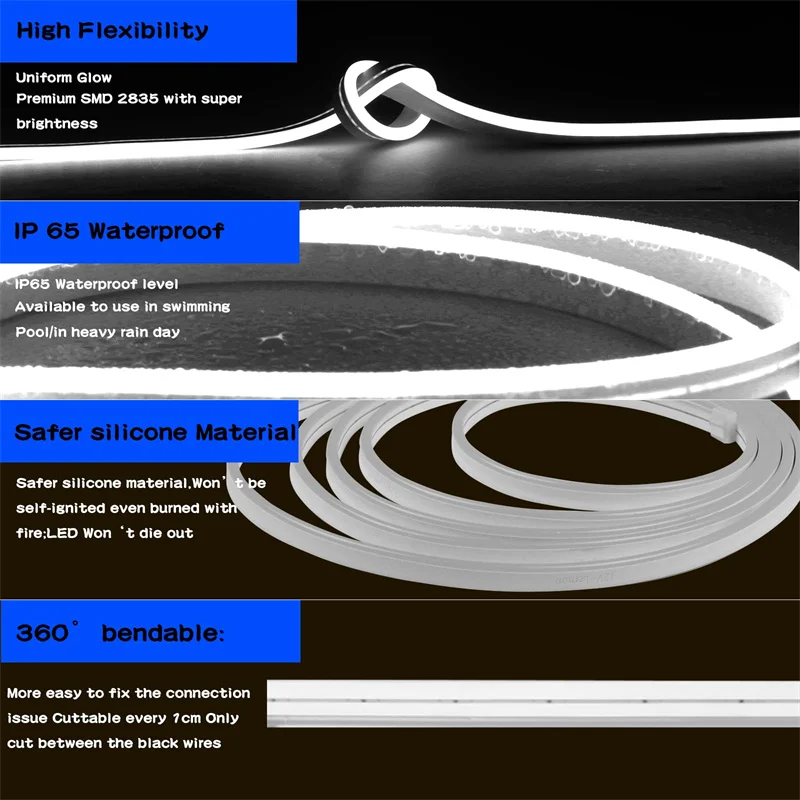 Description Picture 6 of item32.8ft/10m TUYA LED Lights Strip LED Neon Rope Light WIFI Waterproof Flexible Neon Strip Lights for Indoor Outdoor Decoration
