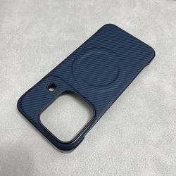 Luxury Ultra - Thin Carbon Fiber Pattern Frameless Phone Case - Magnetic Anti - Drop Protective Back Cover for OPPO Find X9s Pro (Blue)