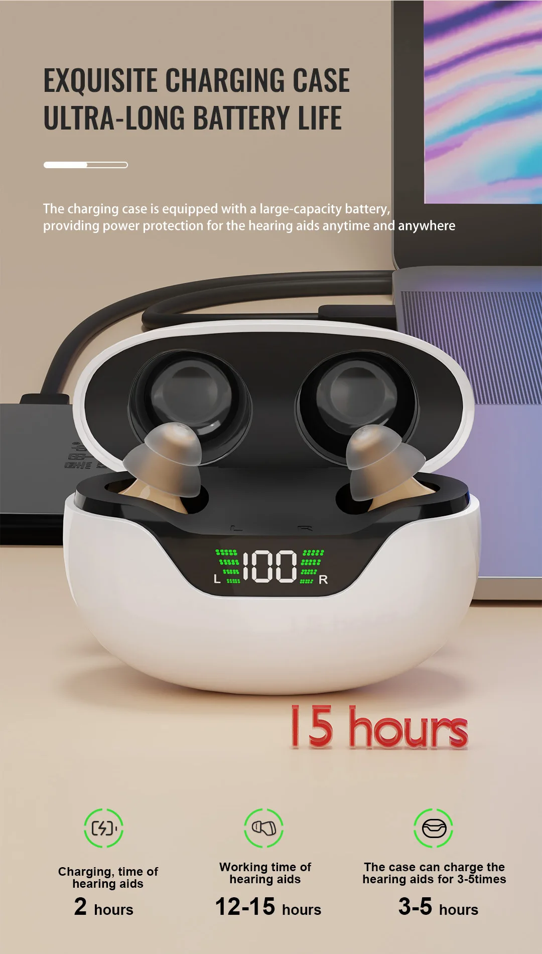 CIC Invisible Rechargeable Hearing Aids Smart Noise Cancellation 16 Channel Medi