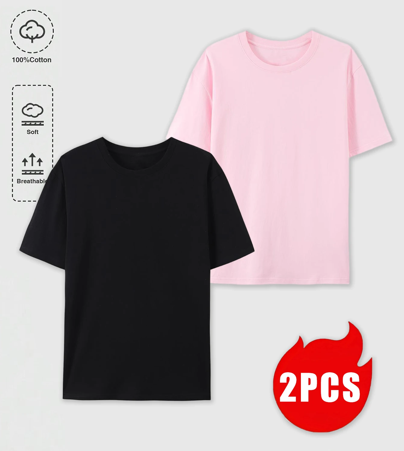 3-teiliges Set Baumwoll-T-Shirts für Herren Retro Mehrfarbig Übergroß Kurzarm Mode Paar-Kleidung Unisex Weiche Basis-Bekleidung – Detail 34