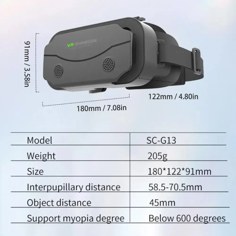 G13 VR Glasses VR Smart Glasses Headset Smart Helmet Video Game Binoculars For 5-7 Inches Smartphone Helmet
