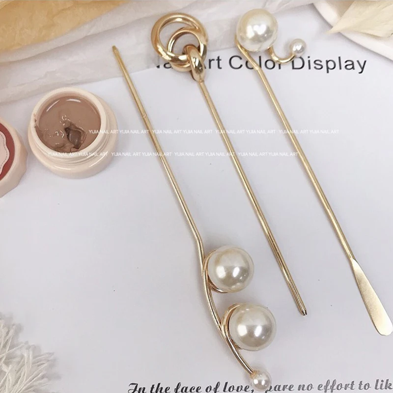 Ins Pearl Nail Glue Mixing Stick Spatula UV Gel Polish Glitter Powder Stirring Spatuler Rod for Canned Glue Manicure Art Tools