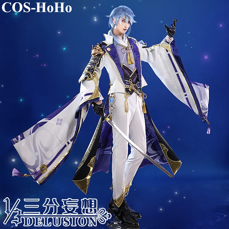 

COS-HoHo Anime Genshin Impact Kamisato Ayato Game Suit Handsome Uniform Cosplay Costume Halloween Party Role Play Outfit Men NEW