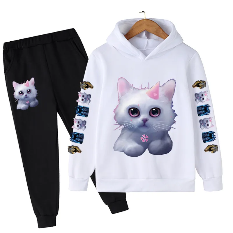 New cat children's clothing fashion girl's clothing autumn baby girl clothes cat suit cotton hoodie suit casual sportswear kid hoodie for sale Hoodies & Sweatshirts