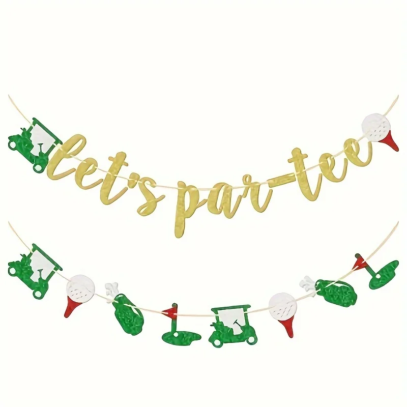 Party Decorations Birthday Banner Golf Themed Birthday Banner Let's Par-Tee Banner Retirement Party Decoration For Golf Lover Party Decorations Gold Glitter