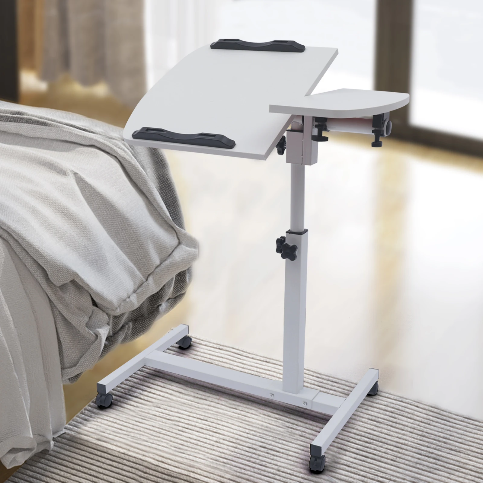 Laptop Sofa Desk Mobile Rolling Adjustable Height Angle Overbed Food Tray Stand rolling laptop desk stand overbed food tray rack computer bedside table height angle adjustable