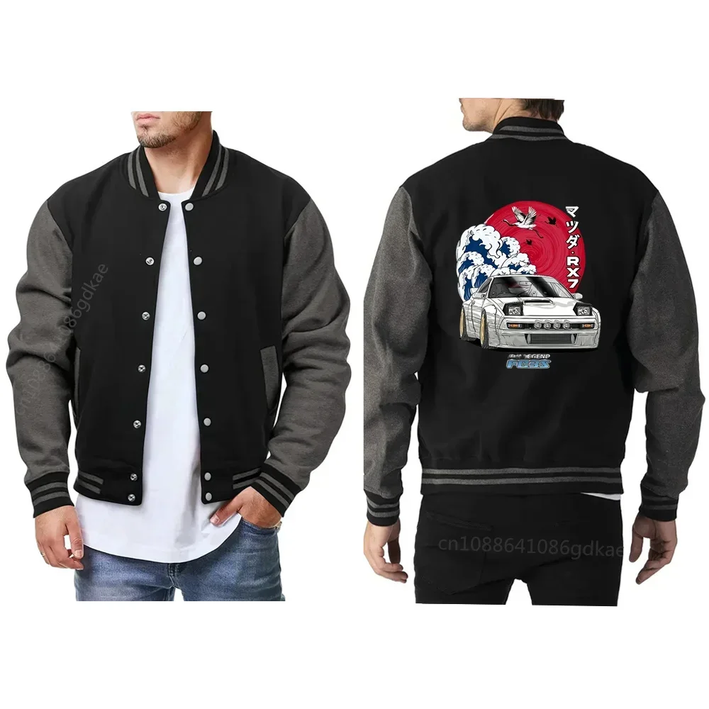 Classic Design Varsity Jacket Autumn Men's Casual Color Block Button Up Jacket for Spring Fall School Baseball Winter Men