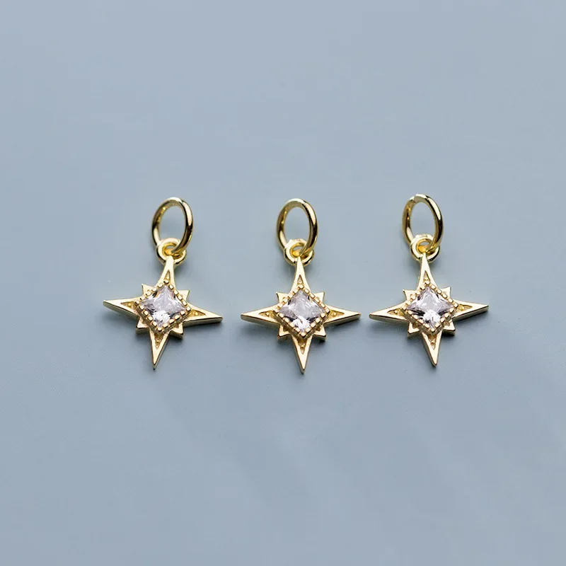 TrustDavis Real 925 Sterling Silver silver pendant silver necklace charms Personality Fashion Sweet Star CZ Charm Pendant Handmade DIY Accessories Fine Jewelry DZ409