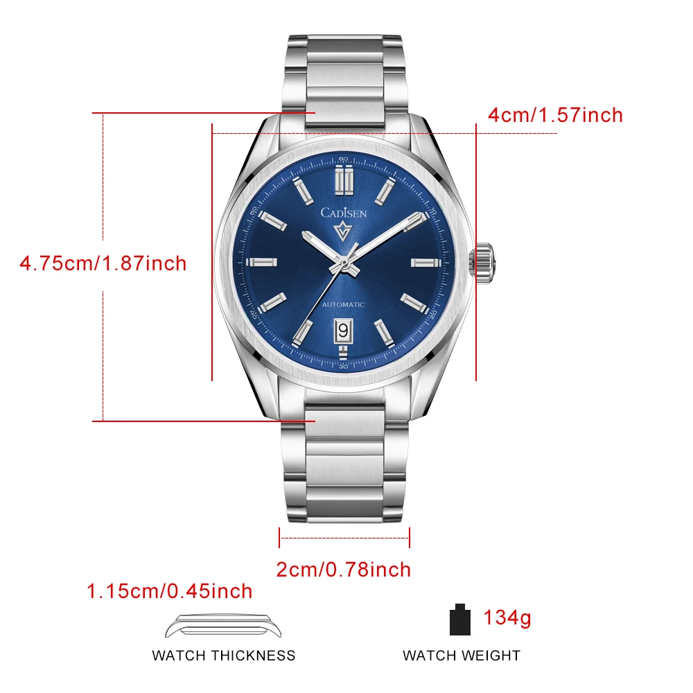 CADISEN New Men's Watches Luxury Automatic Watch For Men Japan NH35A Men Mechanical Wrist watch 100M Waterproof Clock Man