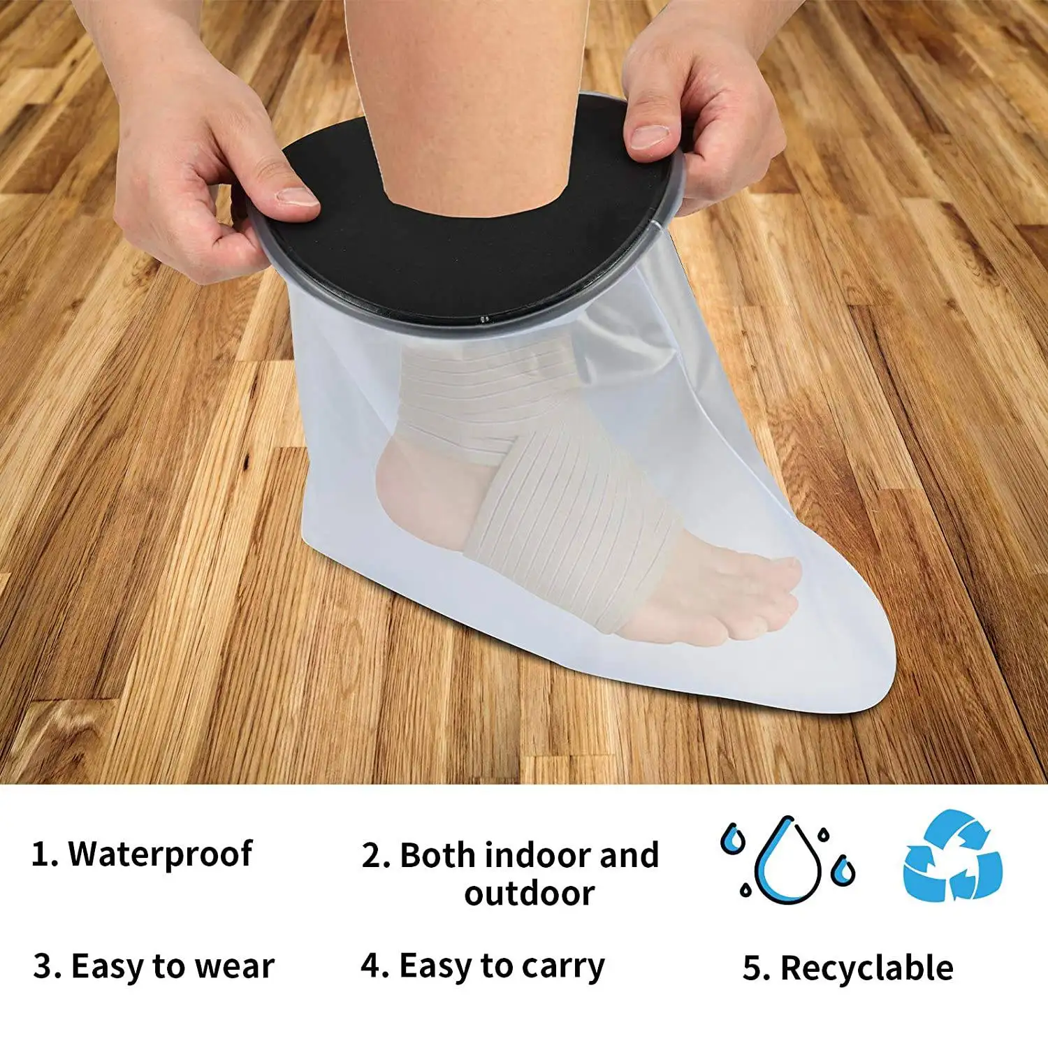 Waterproof Cast Cover Leg for Adult Ankle Shower Bath Watertight Foot Protector Wounds for Swimming Bath Accessories 5