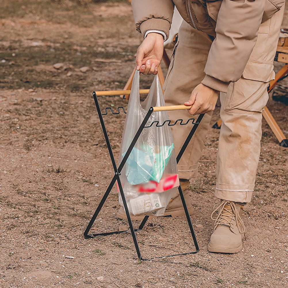 Foldable Plastic Garbage Hanging Bag Outdoor Camping Rubbish Bag Storage Rack Holder Picnic Kitchen Organizer Trash Bag Rack kitchen shelf with hooks condiment rack nail punched bathroom towel bar soap cosmetic shower shampoo organizer holder wall mount