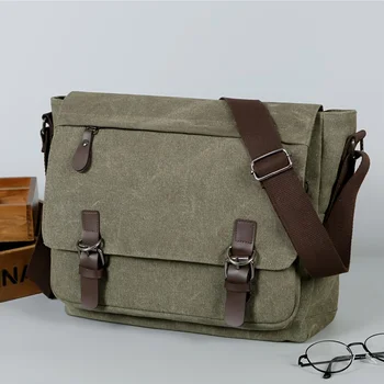 Borsa a tracolla in tela retrò da uomo, borsa a tracolla grande, borsa a tracolla casual per appendere il pendolarismo quotidiano, borse da scuola per il college