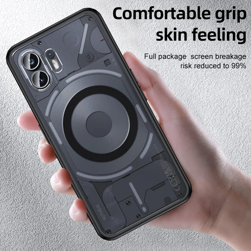 GUAGUA Custodia per Nothing Phone 2a [Compatibile con MagSafe] Opaco Magnetico Trasparente Retro Antiurto Custodia Sottile Sottile Cover Case per Nothing Phone 2a (6,7), Nero