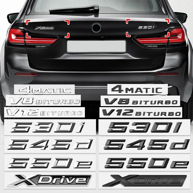 Abs Lettere Nere Per Auto Bmw M Logo 518D 525D 528D 530I 520I 535I 540E 545E 550E V8 Biturbo Trunk Emblem Sticker Accessori