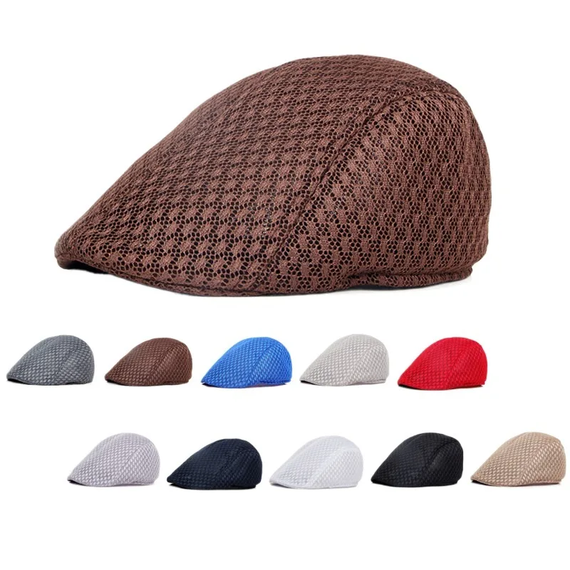 

Hat Korean Style Men's And Women's Beret Solid Color Hollow Mesh Peaked Cap Advance Hats Breathable Summer Sun Hat