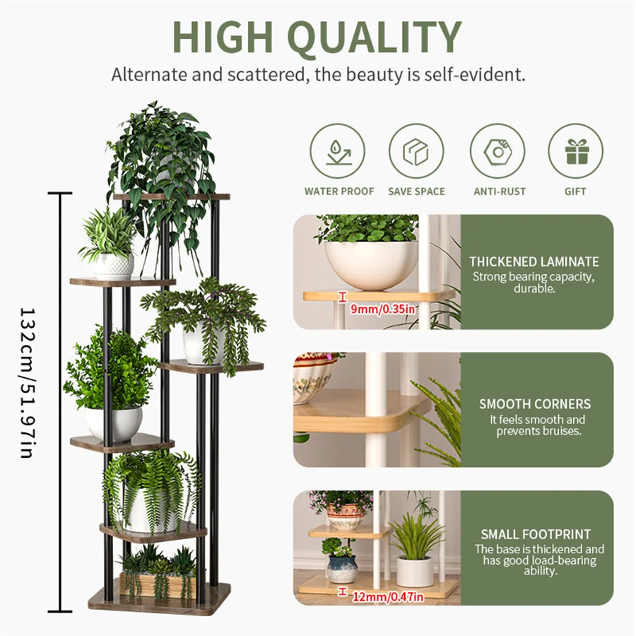 Plant Stand Pot Rack Wooden Shelf Stand For Flowers Balcony Display 4/5/6 Layer Flower Multiple Flowerpot Holder Organizer storage rack plant stand wooden flower shelf