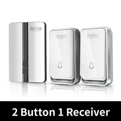 Enhanced Wireless Waterproof Self - Powered Doorbell with Smart Chimes and Receiver - AU (2 Buttons 1 Receiver)