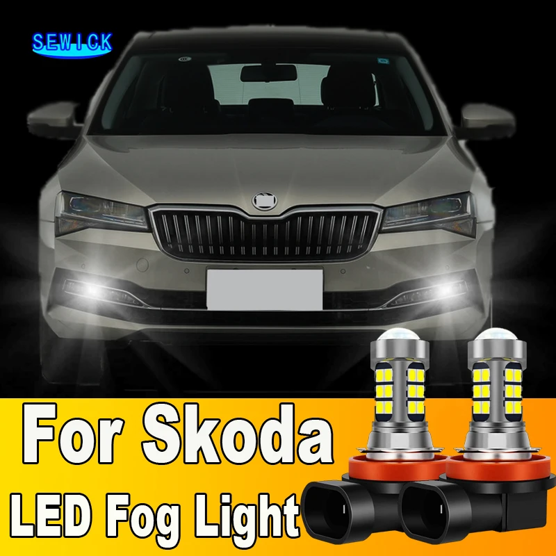 Led Light Led Bulb Led Fog Light Fog and Headlight Bulbs 2pcs LED Fog Light Blub H8 Lamp Canbus Skoda Fabia Superb 2 3 Octavia mk2 mk3 a5 a7 Rapid Scala Yeti Kodiaq Karoq Kamiq