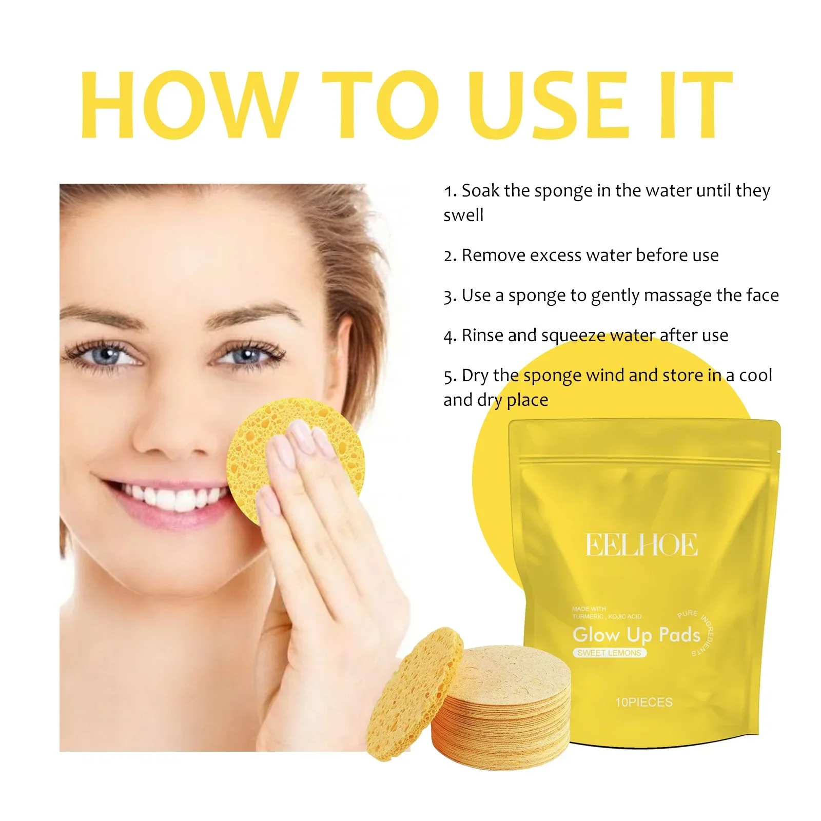Turmeric Cleansing Pad Deeply Cleanses Skin, Removes Dirt, Controls Oil and Softens Exfoliated, Tender Skin 4