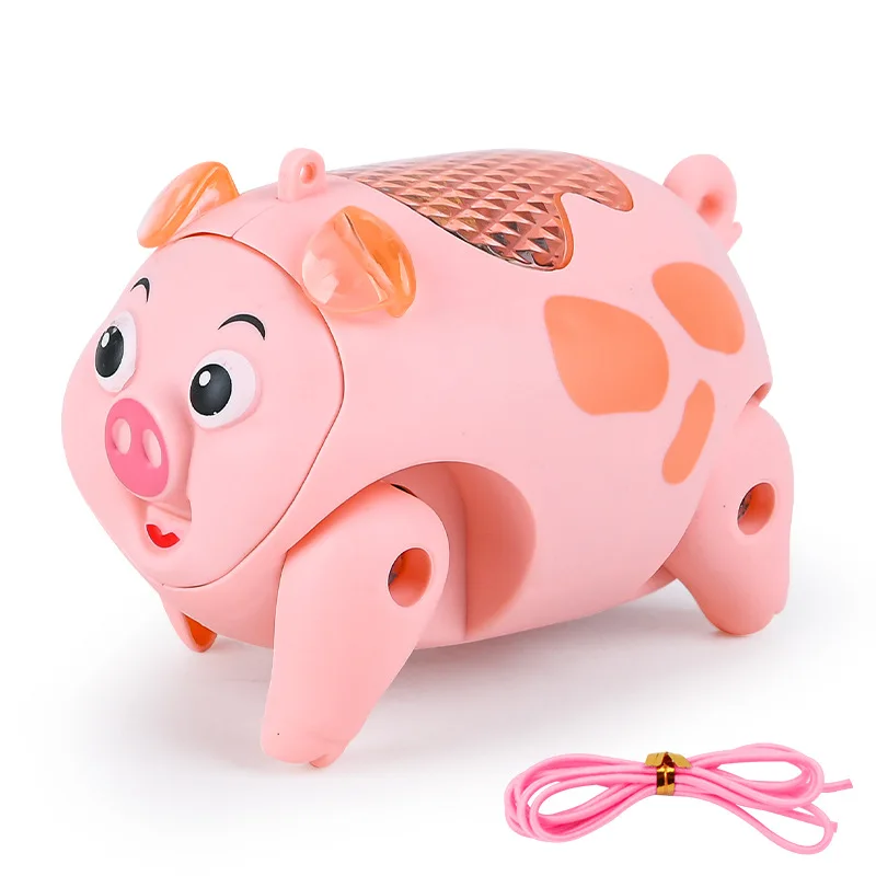Electric LED Lighting Musical Pig Animal with Leash Walking Toy Kids Xmas Gift Electronics Robot Gifts Children Birthday Present 6