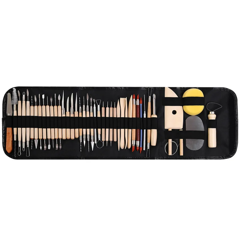 

43pcs DIY Clay Pottery Tool Set Drill Pen Ceramics Sculpting Carving Knife Sculpture Craft Wooden Handle Modeling Art Supplies