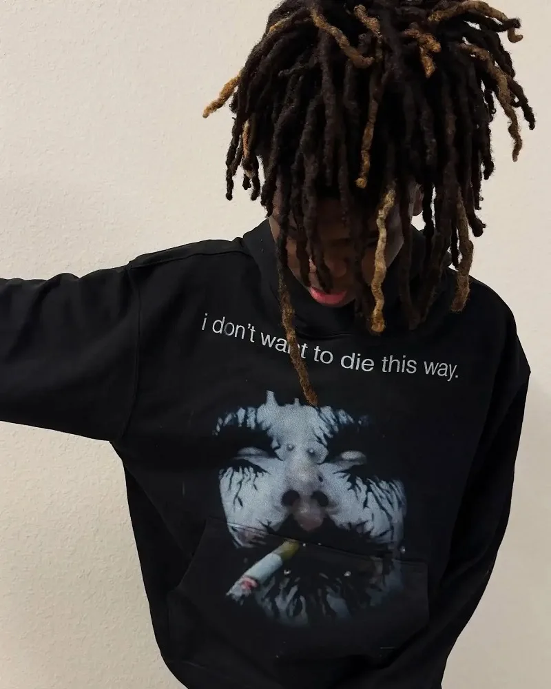 Y2k Streetwear Gothic Cartoon Letter Oversized Hoodie Men's Fashion Harajuku Loose and Versatile Long Sleeve Hoodie 2