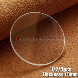 Transparent Flat Round Watch Glass Replacement - 1.5mm Thick, Available in Multiple Diameters (28 - 38mm) - Choose from 1, 2, or 5 Pieces - 5pcs (Diameter 36.5mm)