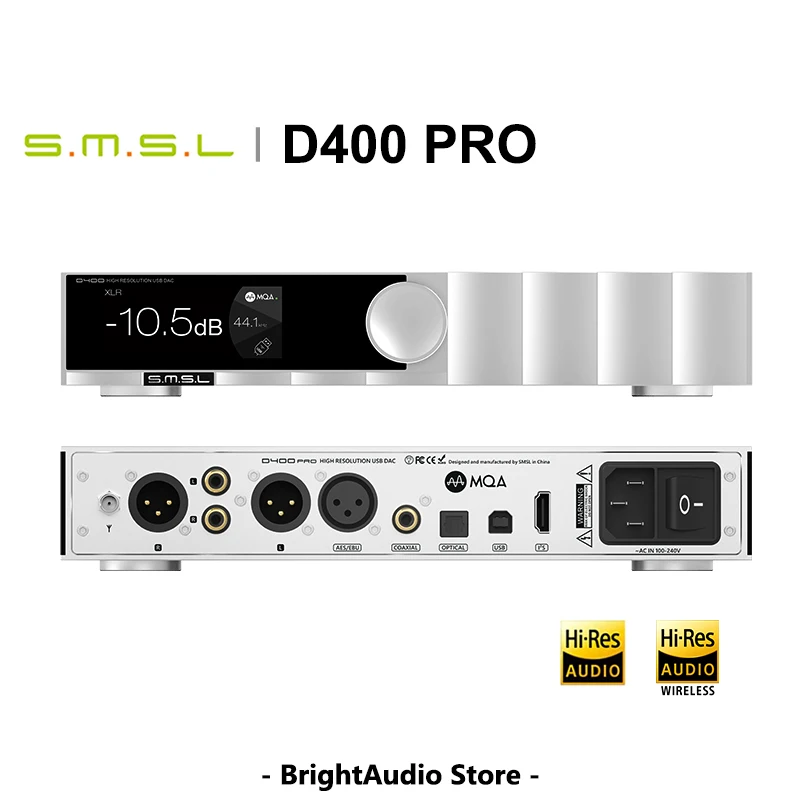 

SMSL D400 PRO AK4499EX AK4191EQ DAC JAS Hi-Res Audio MQA CD Decoder PCM768 DSD512