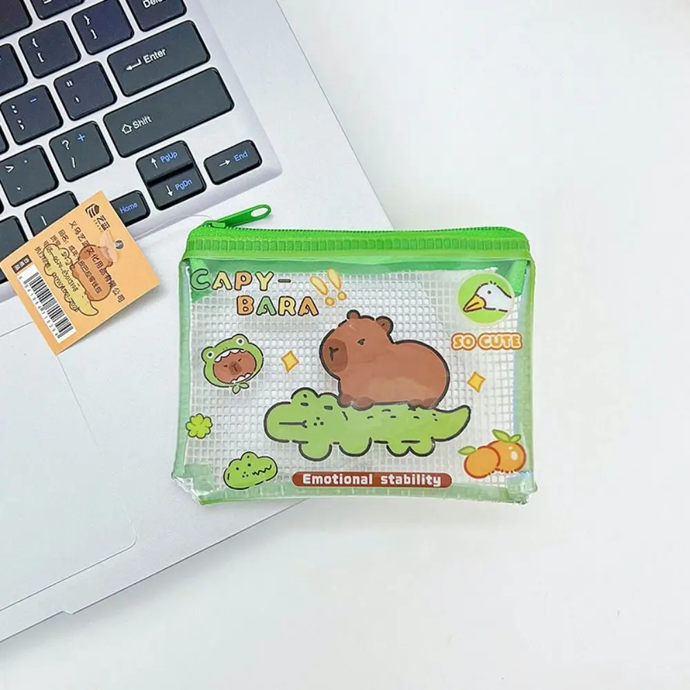 Zipper Capybara Coin Purse Wallet Cartoon Transparent Capybara Purse Bag Money Bag PVC Capibara Credit Card Holder Children coin purse,coin wallet,change bag