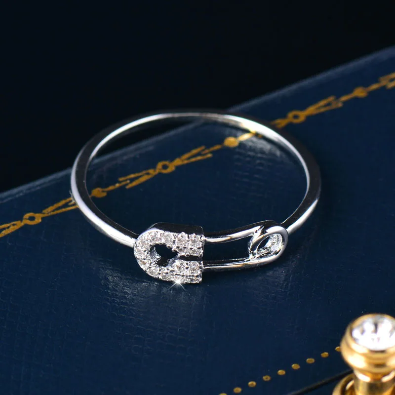 SINLEERY Unique Design Tiny Crystal Pin Shape Midi Rings Rose Gold Silver Color Women Fashion Jewelry Accessaries fashion rings zircon rings fashion ring crystal rings