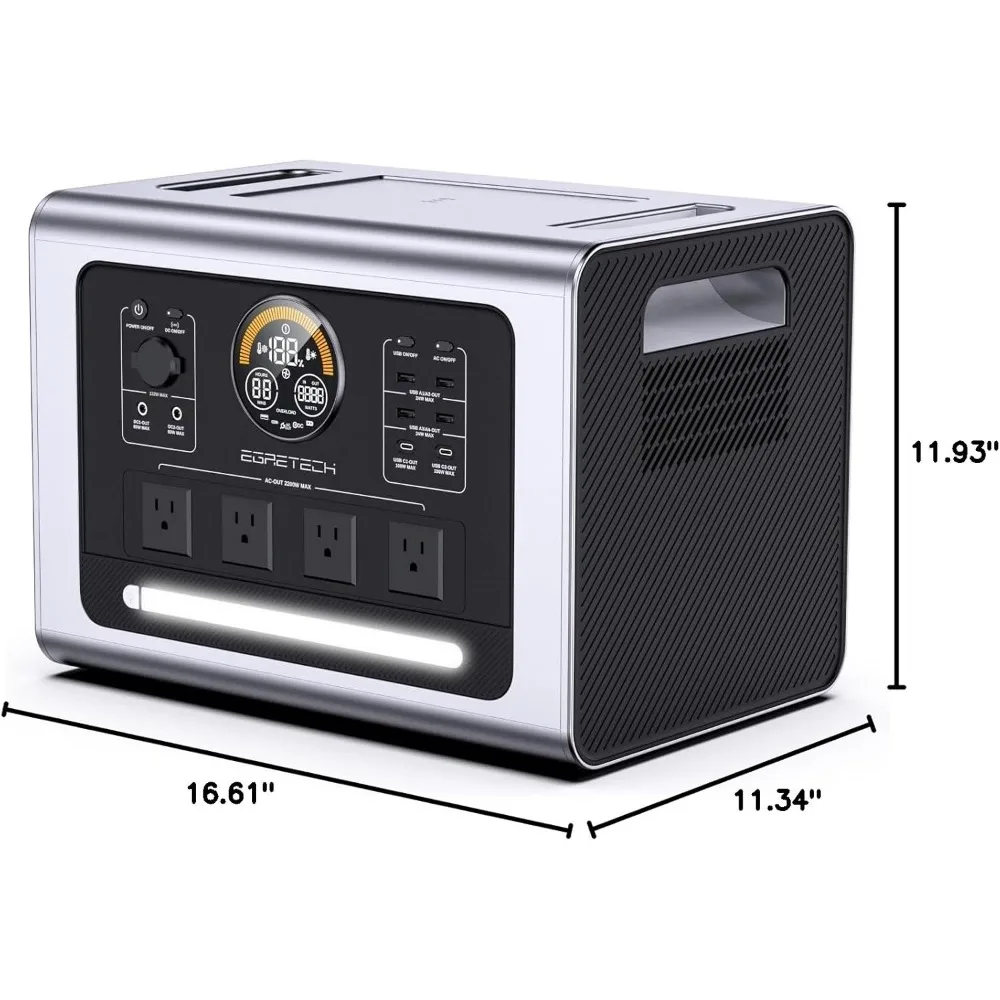 Sonic 2200W Portable Power Station, 2200Wh Backup Battery Solar Generator with 4 x AC Outlets 2200W (3300W Peak) 6