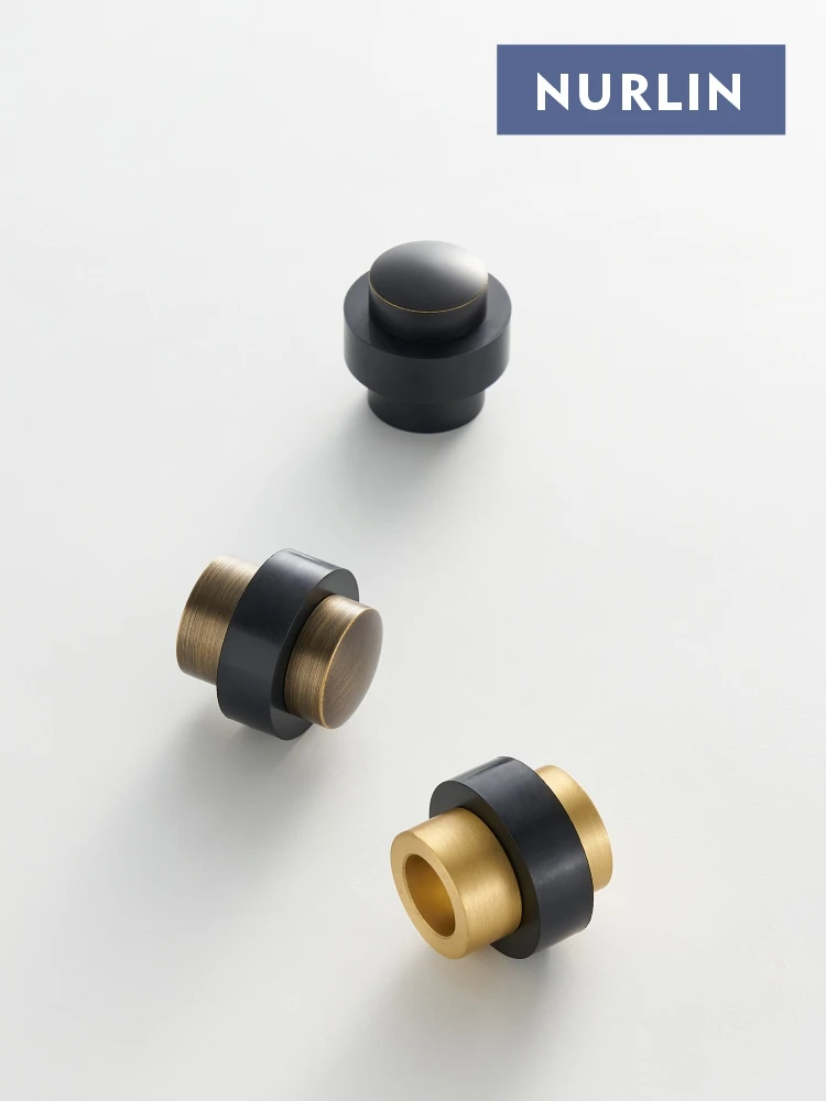 Nurlin Brass Door Stop Antique Bronze Gold Black Optional Freestanding Heavy Duty Floor Mount Bumper Door Holder Catch