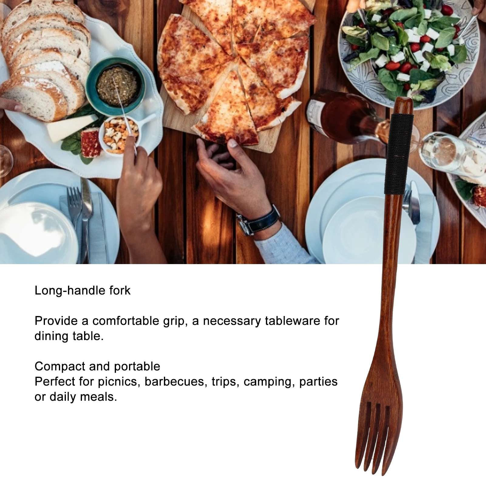 Japanese Wooden Fork Kitchen Tableware Cutlery Barbecue Picnic Camping Parties Kitchen Supplies Reusable Wood