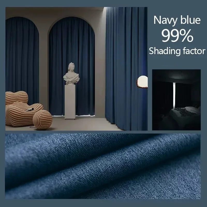 20-30% Sound Insulation Fully Blackout Curtains for Living Dining Room Bedroom Double Sided Linen Cotton Sunshade Customize 2