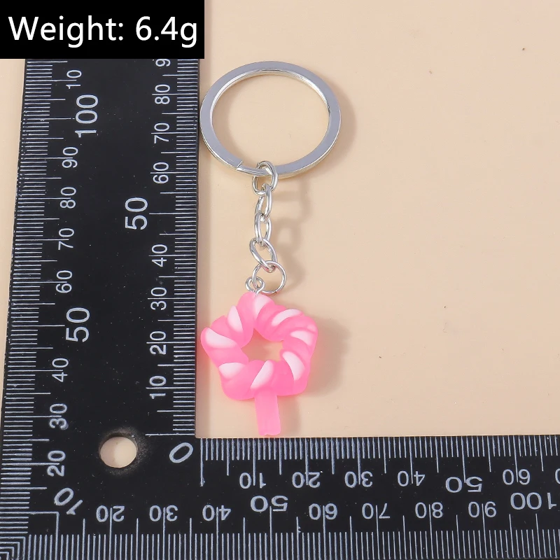 Schöne Harz Candy Lollipop Schlüsselbund Mini 3D Simulation Lebensmittel Schlüssel Ringe für Männer Frauen Handtasche Anhänger DIY Kinder Schmuck Geschenke – Detail 1