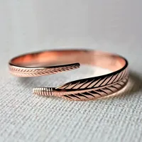Vintage Pure Cooper Feather Wing Cuff Bangle for Men Women Fashion Punk Style Wristlet Party Jewelry Gifts 1