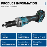 Drillpro Brushless Angle Grinder Cordless Electric Polishing Grinding Machine 35000RPM Die Grinder For Makita 18V Battery 1