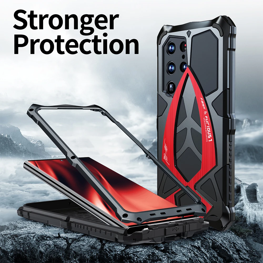 SportsCar 3Proof Military Rubber Rugged Fundas Metal Case Armor For Samsung Galaxy S23 Ultra S23Ultra Shell Full Protect Cover