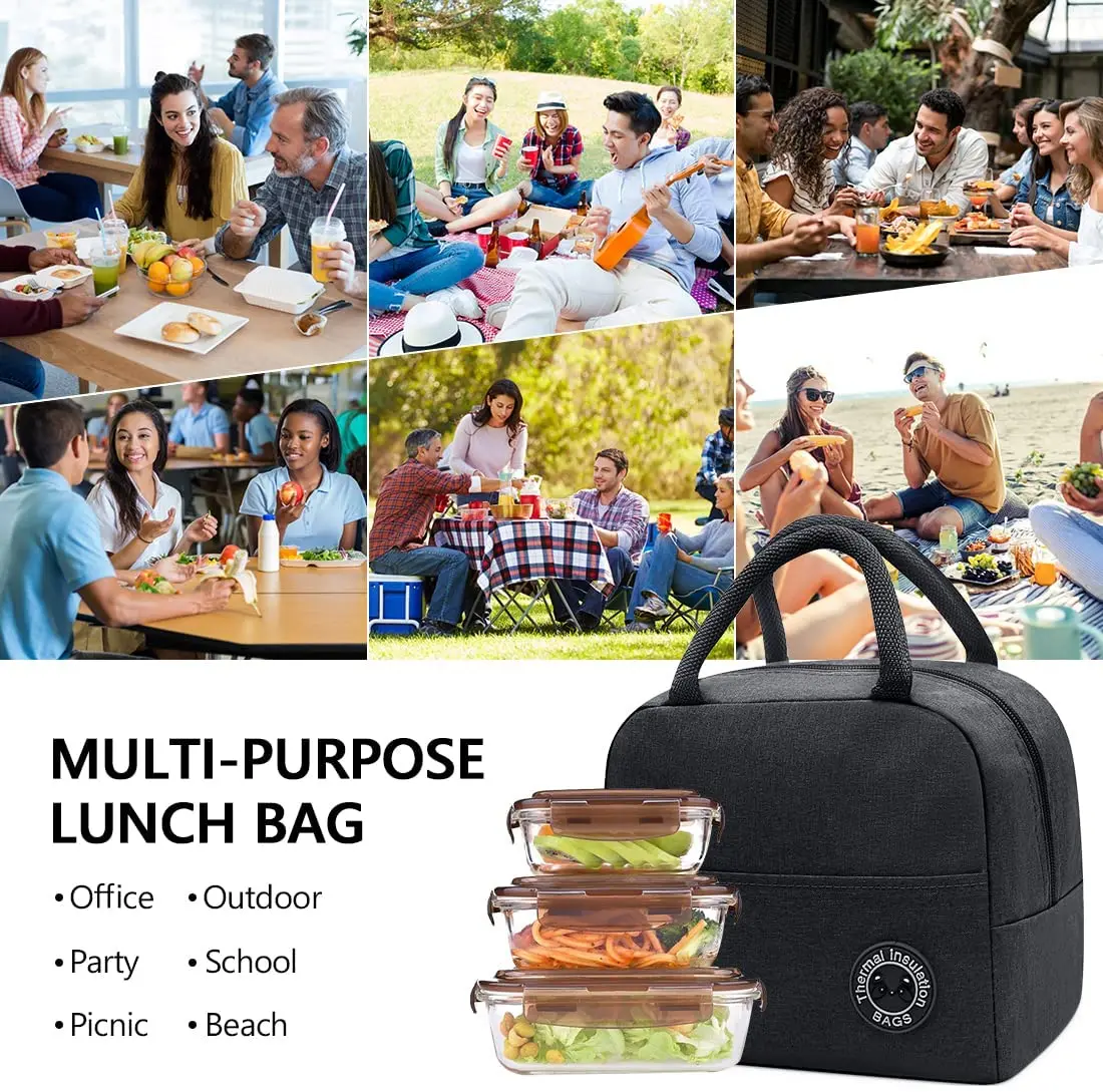 Thermal Lunch Bags Canvas Customize Any Name Handbag Travel Breakfast Box School Child Convenient Dinner Bag Picnic Food Bag