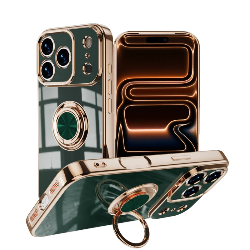 Plating Metal Ring Silicone Phone Case Cover